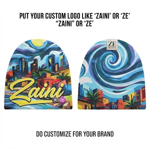 Bonnet en tricot acrylique doux de qualité supérieure 220 GSM bleu violet avec logo personnalisé, streetwear d'hiver décontracté unisexe - Product Image 1
