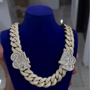 VVS Moissanite Diamond Cuban link <b>Chain</b> Iced Out Moissanite Diamond Custom <b>Initial</b> Luxury Statement <b>Chain</b> Gift For Him Her - Product Image 1