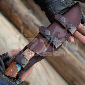 Cuchillo de Caza de Acero de Damasco Hecho a Mano Personalizado OEM, Cuchillo EDC de Hoja Fija para Camping y Actividades al Aire Libre con Funda de Cuero, Regalo - Product Image 4