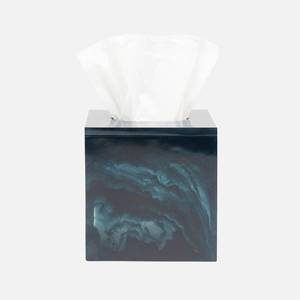 Caja de pañuelos de resina azul de lujo, cubierta decorativa cuadrada para pañuelos, efecto mármol moderno, organizador de mesa para el hogar, baño u oficina - Product Image 1