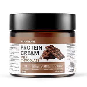 Crème protéinée au chocolat au lait Vitastrong 200g, riche en protéines, pâte de noisettes, faible en gras, cacao, sans sucre ajouté, fabriqué en Italie, non OGM - Product Image 3