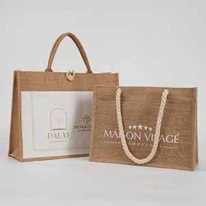 Sac fourre-tout en jute à fibres naturelles avec longues poignées d'épaule - Product Image 3