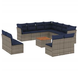 12 pezzi grigio Poly Rattan Patio Set divano con cuscini collezione mobili da esterno resistente - Product Image 2
