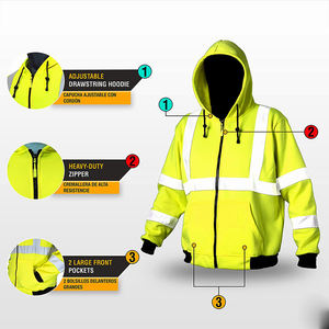 Sudadera con Capucha de Poliéster de Alta Visibilidad Personalizable, Ropa de Trabajo Transpirable, Chaqueta de Seguridad Reflectante, Impermeable, Talla Grande, Alta Visibilidad - Product Image 2