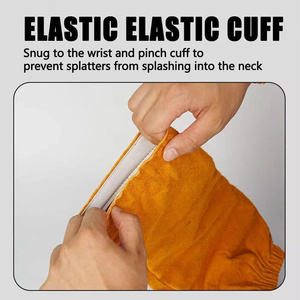 Manches de soudage en cuir de vachette pleine fleur JNMSAFETY de haute qualité, résistantes au feu et à la chaleur, avec trou pour le pouce, protection des mains - Product Image 4