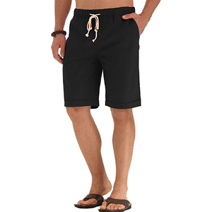 Men’s Casual Cotton <b>Linen</b> Shorts Elastic Waist <b>Drawstring</b> Summer Beach Shorts Lightweight Breathable <b>Pants</b> - Product Image 4