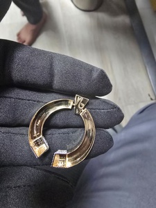 18K <b>Solid</b> Yellow <b>Gold</b> 5 Grams Geometric Modern Circle <b>Pendant</b> Brilliant Cut Zircon Accents Contemporary Unisex Certified - Product Image 4