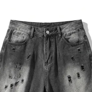 Short en jean délavé et vieilli personnalisé, nouveau style vintage tendance, qualité supérieure, pour unisexe, streetwear et tenue décontractée - Product Image 3