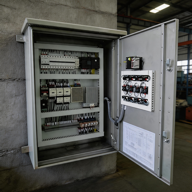 Electrical Control Panel with Wall Mount Design and Lockable Door for Factory Power Distribution and Motor Control