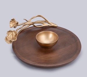 Plato de servir de madera de mango con acabado en nogal, el más vendido - Product Image 4