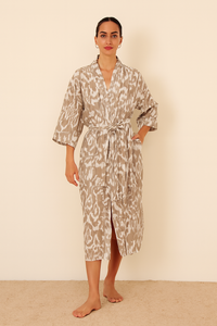 Kimono de Algodón Estampado Hecho a Mano para Mujer, Estilo Indio, con Secado Rápido y Cuello en V, para Playa o Verano, Largo Completo - Product Image 5