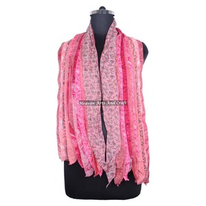 Écharpe vintage en soie à 10 bandes Patti pour filles SC046 – Stole tendance avec patchs de sari indien, écharpe réversible colorée - Product Image 5