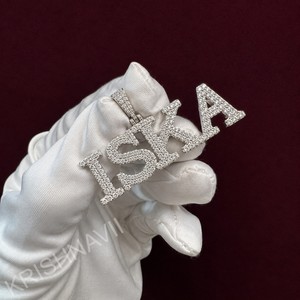 925 Silver Handmade VVS Moissanite <b>Custom</b> <b>Name</b> Pendant Iced Out Personalized Alphabet Letter <b>Necklace</b> Hip Hop Jewelry Gift - Product Image 2