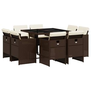 Set da Pranzo da Esterno Pieghevole in Rattan PE Marrone per 8 Persone, Arredamento Durevole ed Elegante - Product Image 2