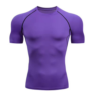 T-shirt de compression pour homme, séchage rapide, respirant, manches courtes, coupe ajustée, pour la gym et la course, 200 grammes, uni, haut de sport - Product Image 6