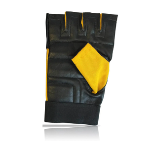 Rhino Fitness Half <b>Finger</b> Fitness Gloves Unisex PU Leather Yellow Black Breathable Non-Slip Adjustable Wrist <b>Strap</b> Gym Workout - Product Image 4