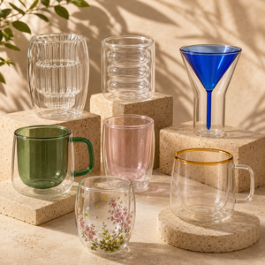 Tasse en verre borosilicate double paroi de 230 ml, faite à la main, sans plomb, isolée, pour café, thé, latte, expresso, réutilisable, en gros - Product Image 4