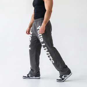 Custom Stacked Flare Sweatpants <b>Men</b> <b>Baggy</b> Wide Leg 100% Cotton Jogger Printed <b>Trousers</b> 500gsm Fleece <b>Baggy</b> Printed Sweat Pants - Product Image 3