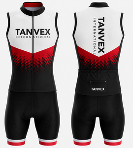 Ensemble de maillot de cyclisme TANVEX éco-responsable pour l'extérieur, unisexe, respirant, en polyester, sans manches, avec poches, imprimé par transfert thermique - Product Image 3