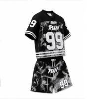 Ensemble de survêtement unisexe personnalisé imprimé, t-shirt et short en polyester, tenue de sport d'été respirante, vêtements décontractés, fabricant OEM
