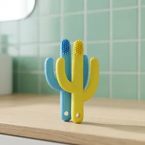 Medilab India Brosse à dents et anneau de dentition en silicone Cactus sans BPA, qualité alimentaire, douce, pour bébé, nettoyage buccal, apaisement et soin de santé - Product Image 5