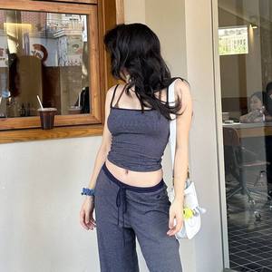 Womens Striped Camisole Tank <b>Top</b> Slim Fit Spaghetti Strap Sexy Crop <b>Top</b> Stretch Casual Basic Summer Streetwear OEM Custom Vest - Product Image 3