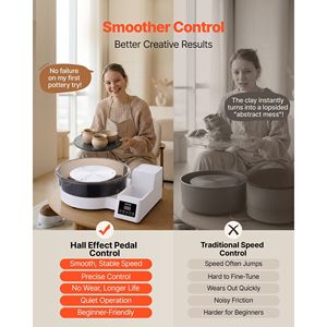 Tornio per Ceramica Elettrico da Tavolo 450W, 14''/11'', per Adulti, Velocità Regolabile 30-300 RPM, Piattaforma Girevole 11'', Pedale a Piede - Product Image 4