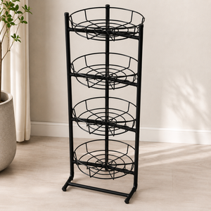 Black Metal 4 Tier Round Wire <b>Basket</b> Plant Stand Indoor Flower Pot Rack Garden Display <b>Shelf</b> for Home Balcony Decor - Product Image 3