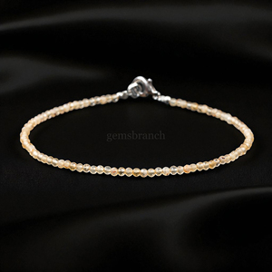 Pulsera de Citrino Natural con Cuentas Microfacetadas, Pulsera de Piedras Preciosas Redondas, Joyería de Cristal Curativo para Mujer, Hecha a Mano - Product Image 4