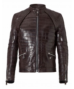 Veste en cuir embossé pour homme OEM, veste en cuir véritable - Product Image 4
