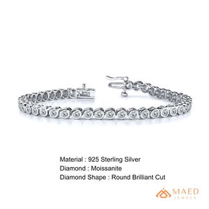 Pulsera de Moissanita con Eslabones Finos, Joyería de Moda para Mujer, Tono Plateado, Elegante, para Uso Diario, Regalo - Product Image 6