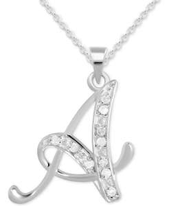 Diamond A <b>Initial</b> 18" Pendant <b>Necklace</b> (1/10 ct. t.w.) in Sterling <b>Silver</b> | Macy's - Product Image 1