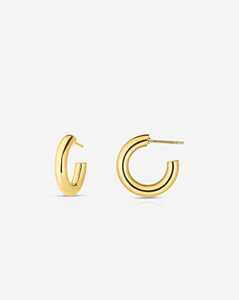 Plain Huggie <b>Hoop</b> <b>Earrings</b> Custom 14K 18K <b>Solid</b> Gold Minimalist Dainty Small Medium Large <b>Hoops</b> 3.5 mm Delicate Everyday Jewelry - Product Image 1