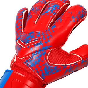 Gants de gardien de but de football avec logo personnalisé, doigts entièrement couverts, rouge, bleu, noir, PU, antidérapants, respirants, fermeture auto-agrippante, unisexe - Product Image 6