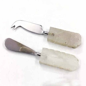 Stainless Steel Silver Cheese Set With Handmade Handle Salad Server Long Handle Inexpensive Cheese Tool Set - Product Image 2