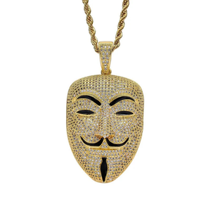 Pendentif Hip Hop en argent sterling 925 avec motif de masque, moissanite taille brillant rond, breloque effet glace, bijou de luxe unisexe pour soirée - Product Image 3