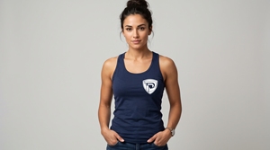 Women's <b>Navy</b> Blue Solid Knitted Tank <b>Top</b> Casual Scoop Neck Breathable Polyester/Cotton Fit - Product Image 5