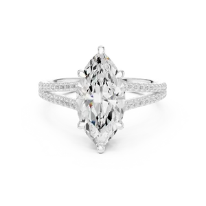 Bague de fiançailles en diamant de laboratoire ovale VVS E-F 2 carats, or massif 18 carats, certifiée IGI, avec monture milgrain et alliance assortie - Product Image 3