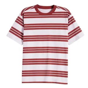 Camiseta de Algodón Peinado Premium a Rayas, Estilo Casual, Resistente, para Hombre, Venta Directa de Fábrica - Product Image 1