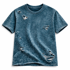 T-shirt personnalisé vintage délavé, couleur turquoise, en coton, unisexe, coupe oversize, streetwear, vierge, OEM, vente en gros - Product Image 3