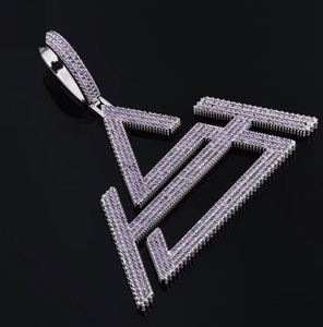 Colgante Geométrico Triangular, Chapado en Plata 925, con Cristales de Estrás, Microincrustaciones, Estilo Hiphop, Unisex - Product Image 3