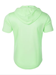 เสื้อยืดแขนสั้นมีฮู้ดสำหรับผู้ชาย สีพื้น ผ้าโพลีเอสเตอร์/คอตตอน ถักทอ ทรงปกติ แห้งเร็ว เป็นมิตรกับสิ่งแวดล้อม ระบายอากาศได้ดี สวมใส่สบาย - Product Image 2