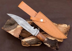Couteau de chasse Bowie en acier Damas fait main, manche en corne, modèle Viking Art VHK-01, qualité industrielle, 14 pouces, personnalisé, pour l'extérieur - Product Image 4