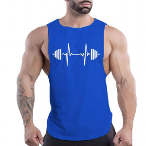 Casual Custom Men's Soft Stretch cotton spandex Quick Dry Breathable <b>Running</b> <b>Singlet</b> Solid sports tanktops - Product Image 2