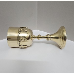 Classic Brass <b>Goblet</b> With Grape Design Round <b>Wine</b> Cup Handmade Gold Rimmed for Wedding Decorative Use - Product Image 2