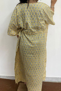 Vestido Largo Kaftan Estampado de Algodón Suave y Transpirable para Uso Diario y Casual - Product Image 5