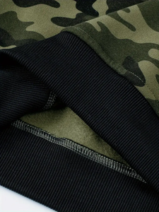 Men's Camouflage Color Block Pullover Hoodie Olive Green Black <b>Woodland</b> Camo Fleece Sweatshirt Streetwear Casual Fashion Hoodie - Product Image 6