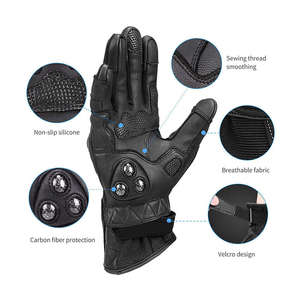 Guantes Profesionales para Motocicleta, Reforzados en la Palma, de Cuero, Ligeros, para Conducción y Carreras, con Pantalla Táctil - Product Image 4