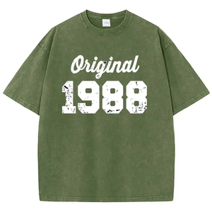 T-shirt original pour homme à manches courtes et col rond, taille plus, 100 % coton jersey respirant, imprimé numérique, motif lettres sur le devant, 1988, 100 - Product Image 2