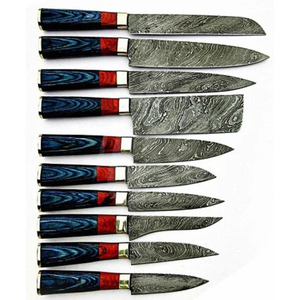 Ensemble de couteaux de chef professionnels très demandés avec lame en damas, manche en résine et bois de Pakka, accessoires de cuisine en acier inoxydable - Product Image 6
